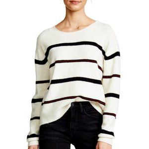 FRAME Slouchy Striped Crew Neck Sweater, Off-White